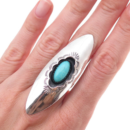 Fred Guerro Navajo Old Pawn 925 Sterling Silver Vintage Turquoise Ring Size 6