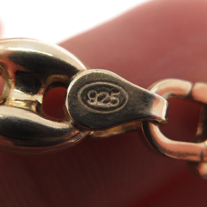 925 Sterling Silver Gold Plated Anchor Mariner Link Bracelet 8.75"