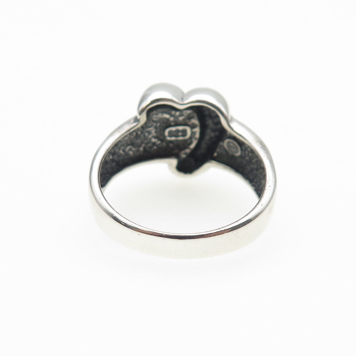 STAUER 925 Sterling Silver Vintage Modernist Heart Oxidized Ring Size 8