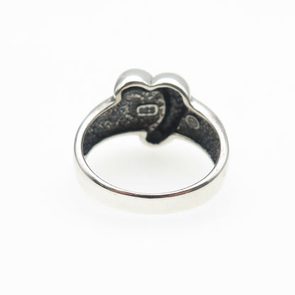 STAUER 925 Sterling Silver Vintage Modernist Heart Oxidized Ring Size 8
