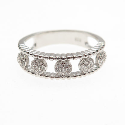 925 Sterling Silver Round-Cut C Z Band Ring Size 8.25