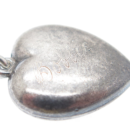 925 Sterling Silver Antique Art Deco Chatelaine Heart Minimalist Charm Pendant