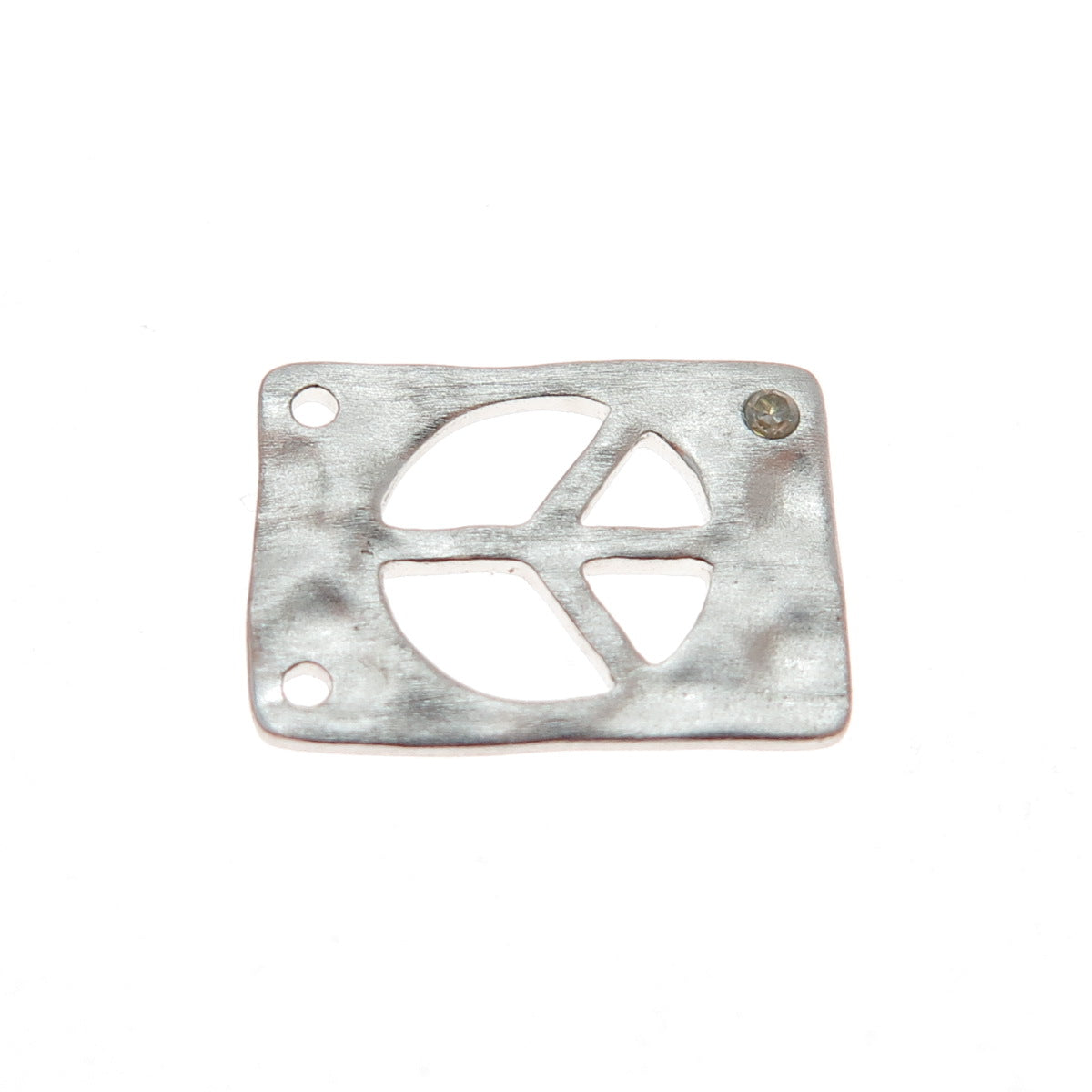 925 Sterling Silver Real Round-Cut Diamond Peace Symbol Minimalist Slide Pendant