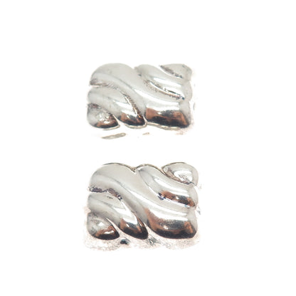925 Sterling Silver Vintage Mexico Modernist Puffy Oxidized Clip On Earrings