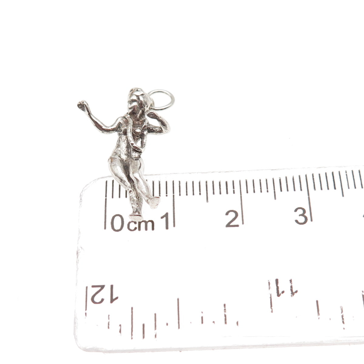 925 Sterling Silver Vintage Hula Dancer Oxidized 3D Mini Charm Pendant