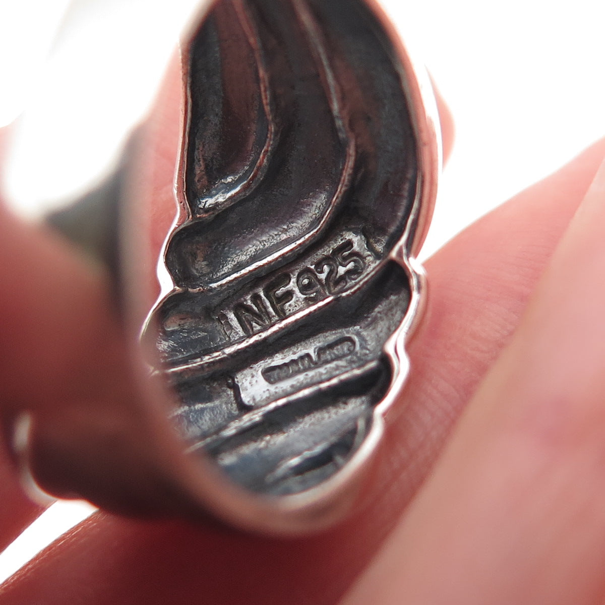 CHAPAL ZENRAY 925 Sterling Silver Vintage Modernist Oxidized Ring Size 9