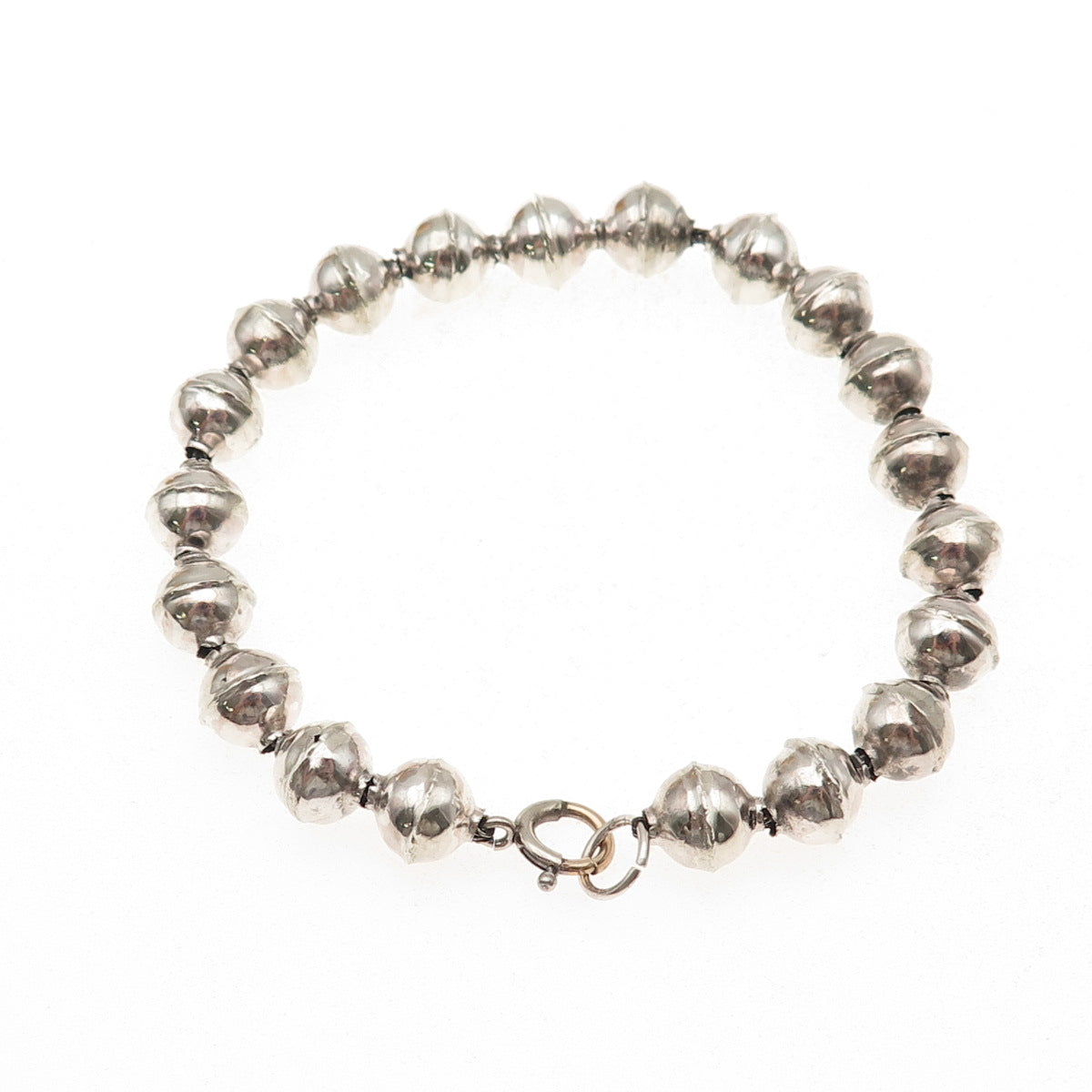 Old Pawn 925 Sterling Silver Gold Filled Lock Vintage Navajo Pearls Bracelet 7"