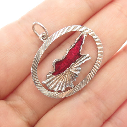 925 Sterling Silver Vintage Enamel Modernist Charm Pendant