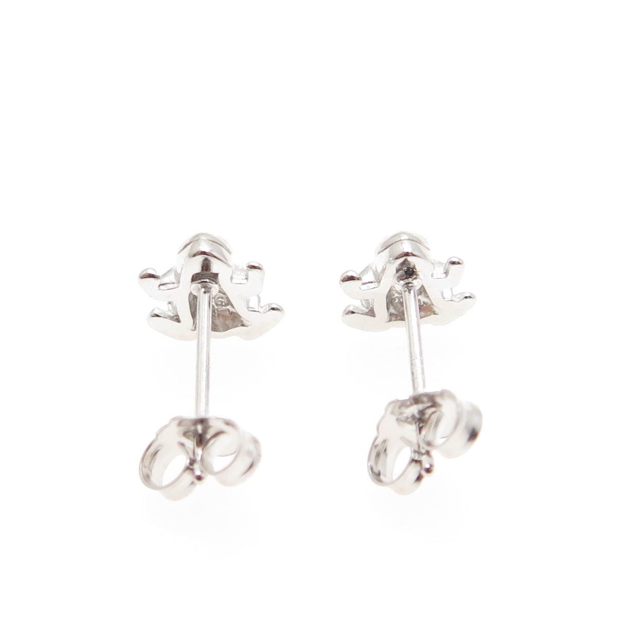 925 Sterling Silver Frog For Good Luck Stud Earrings