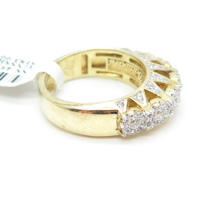 DADWANI 925 Sterling Silver Gold Plated Swarovski Crystal Ring Size 9.25