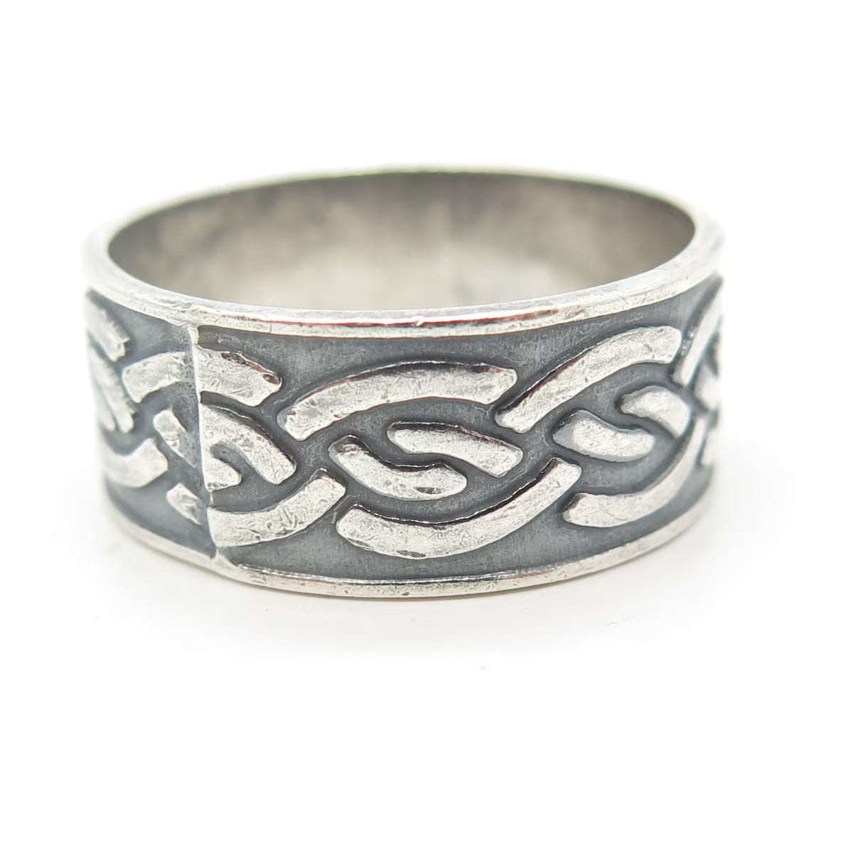 925 Sterling Silver Vintage Mexico Woven Band Ring Size 12