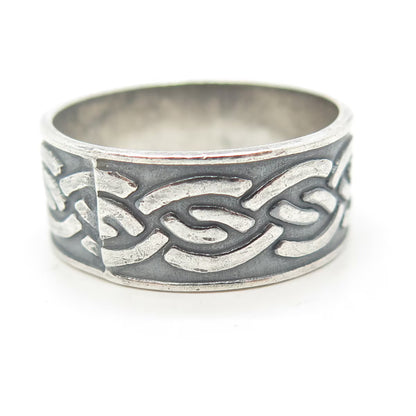 925 Sterling Silver Vintage Mexico Woven Band Ring Size 12