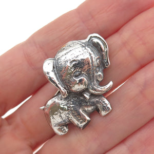 JewelArt Sterling Silver Vintage Elephant Cartoon Character Oxidized Pin Brooch
