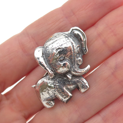 JewelArt Sterling Silver Vintage Elephant Cartoon Character Oxidized Pin Brooch