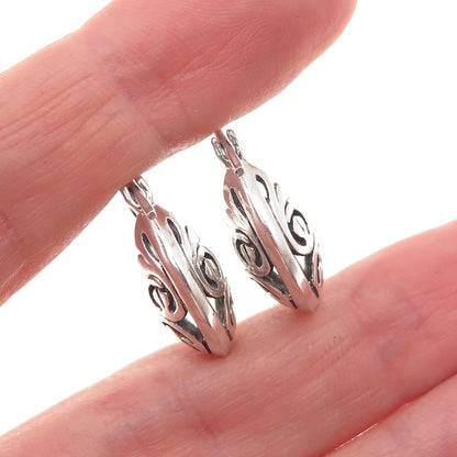 Silpada 925 Sterling Silver Vintage Ornate Oxidized Hoop Earrings