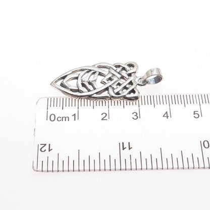 925 Sterling Silver Vintage Celtic Knot Oxidized Charm Pendant