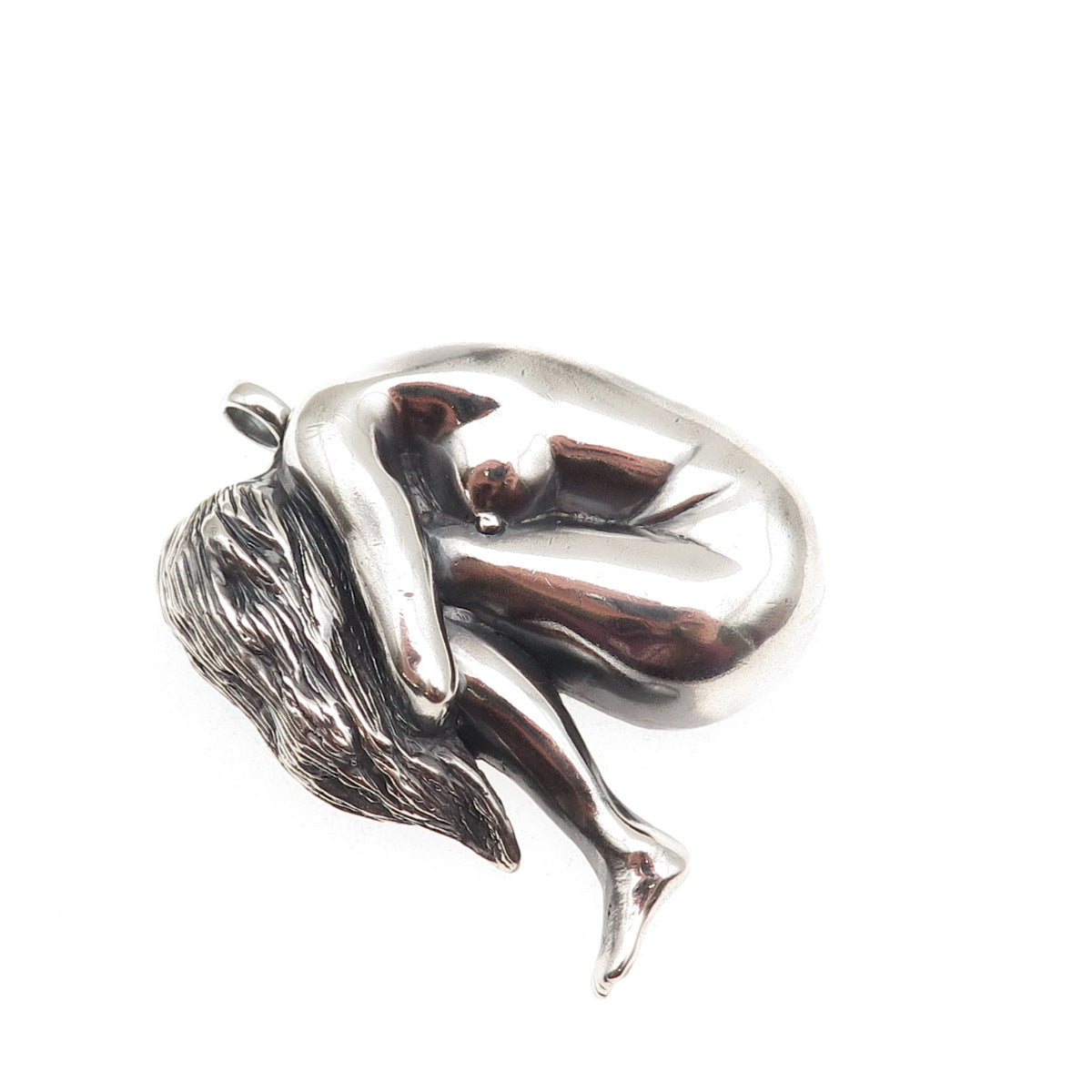 C. Ross 8P 925 Sterling Silver Vintage Naked Lady Oxidized Pendant