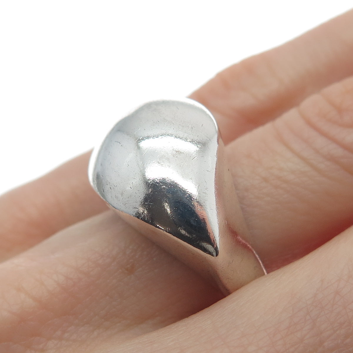 FURLA 925 Sterling Silver Vintage Italy Modernist Heart Dome Ring Size 6.25
