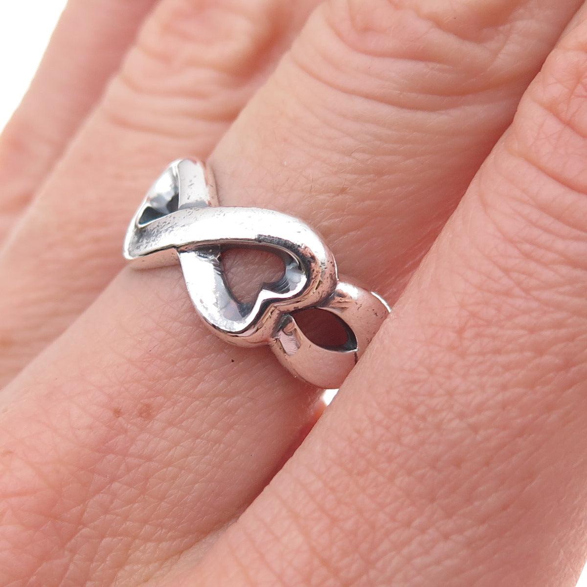 925 Sterling Silver Vintage Heart Infinity Oxidized Ring Size 7