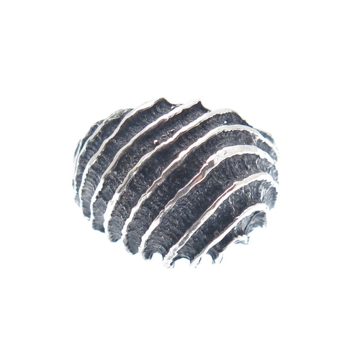 925 Sterling Silver Vintage Modernist Wavy Dome Oxidized Ring Size 8