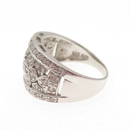 Ross Simons 925 Sterling Silver Round-Cut C Z Floral Ring Size 9