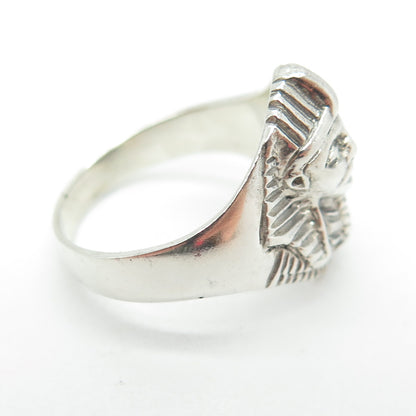 925 Sterling Silver Vintage Egyptian Pharaoh Ring Size 7