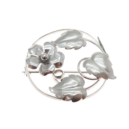 Binder Bros 925 Sterling Silver Antique Art Deco Flower Pin Brooch
