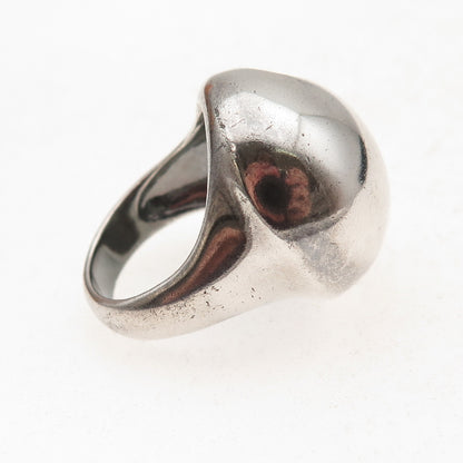 925 Sterling Silver Vintage Modernist Dome Oxidized Ring Size 8