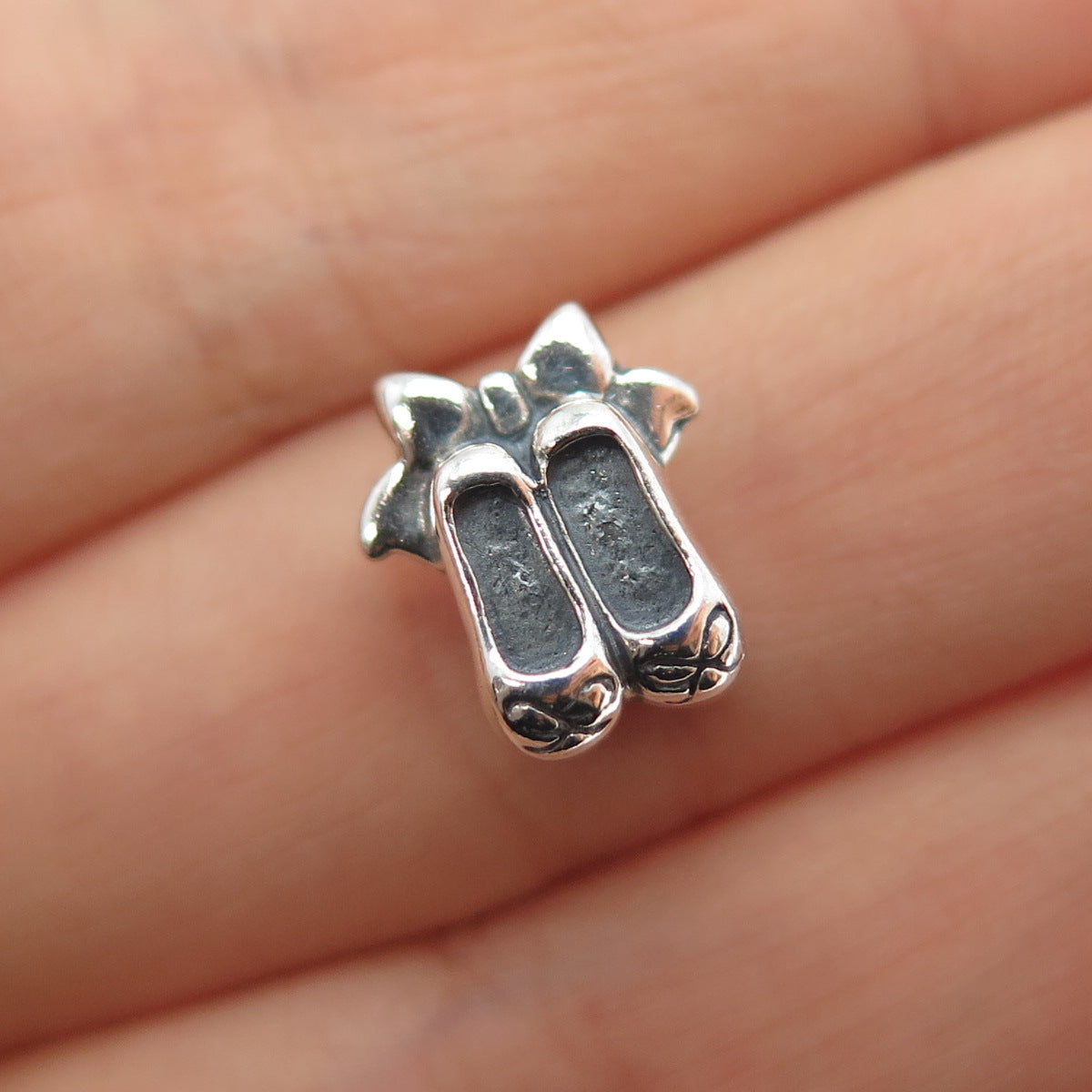 CHAMILIA 925 Sterling Silver Ballet Bow Shoes Slide Bead Charm