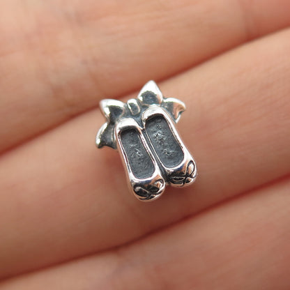 CHAMILIA 925 Sterling Silver Ballet Bow Shoes Slide Bead Charm