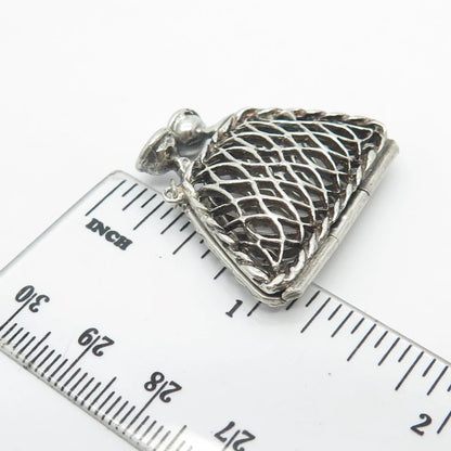 925 Sterling Silver Vintage C Z Ladies Pouch Necklace Central Part