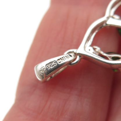 MICHELLE ALBALA 925 Sterling Real Diamond Accent & Peridot Chandelier Pendant