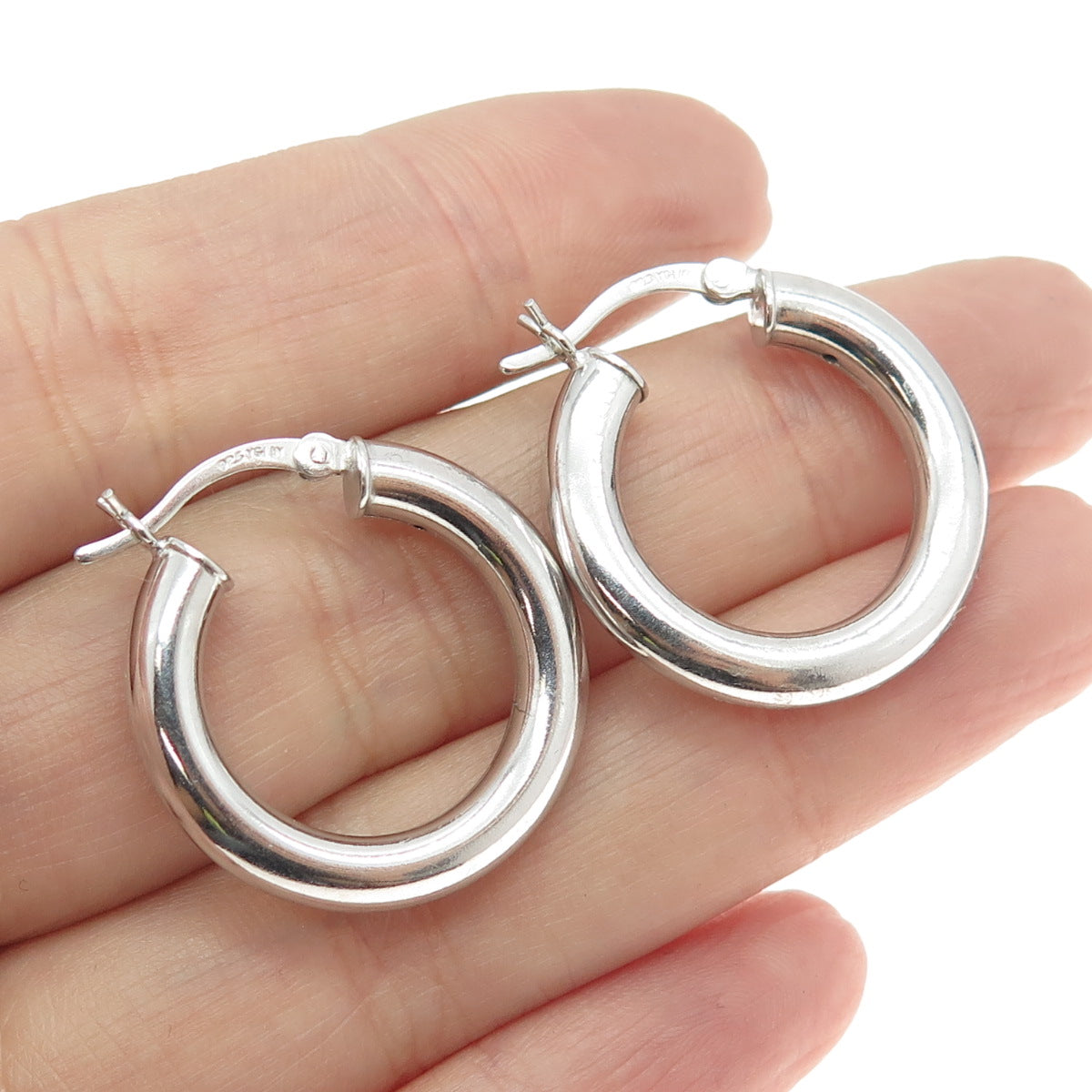 925 Sterling Silver Tube Hoop Earrings