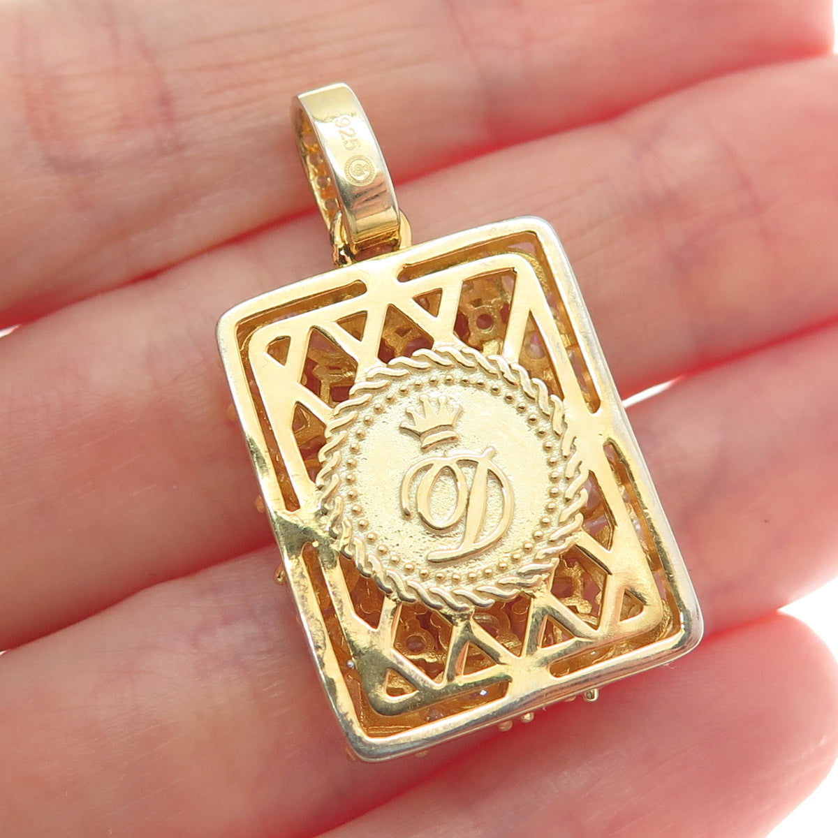 925 Sterling Silver Gold Plated Multi-C Z Sparkle Pendant