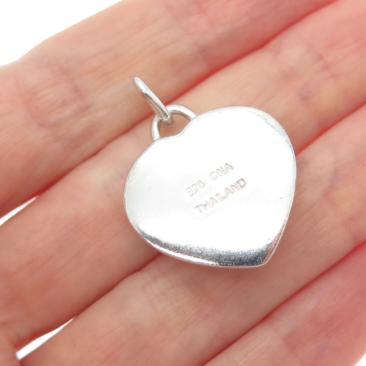 CNA PRANDA 925 Sterling Silver Vintage Real Lavender Jade Heart Charm Pendant