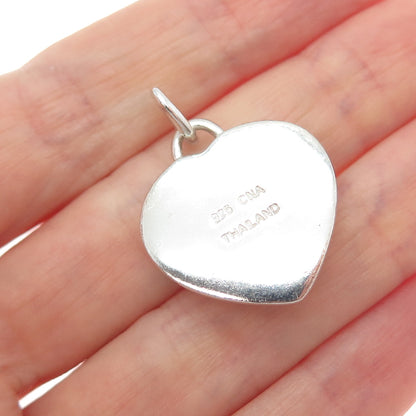 CNA PRANDA 925 Sterling Silver Vintage Real Lavender Jade Heart Charm Pendant