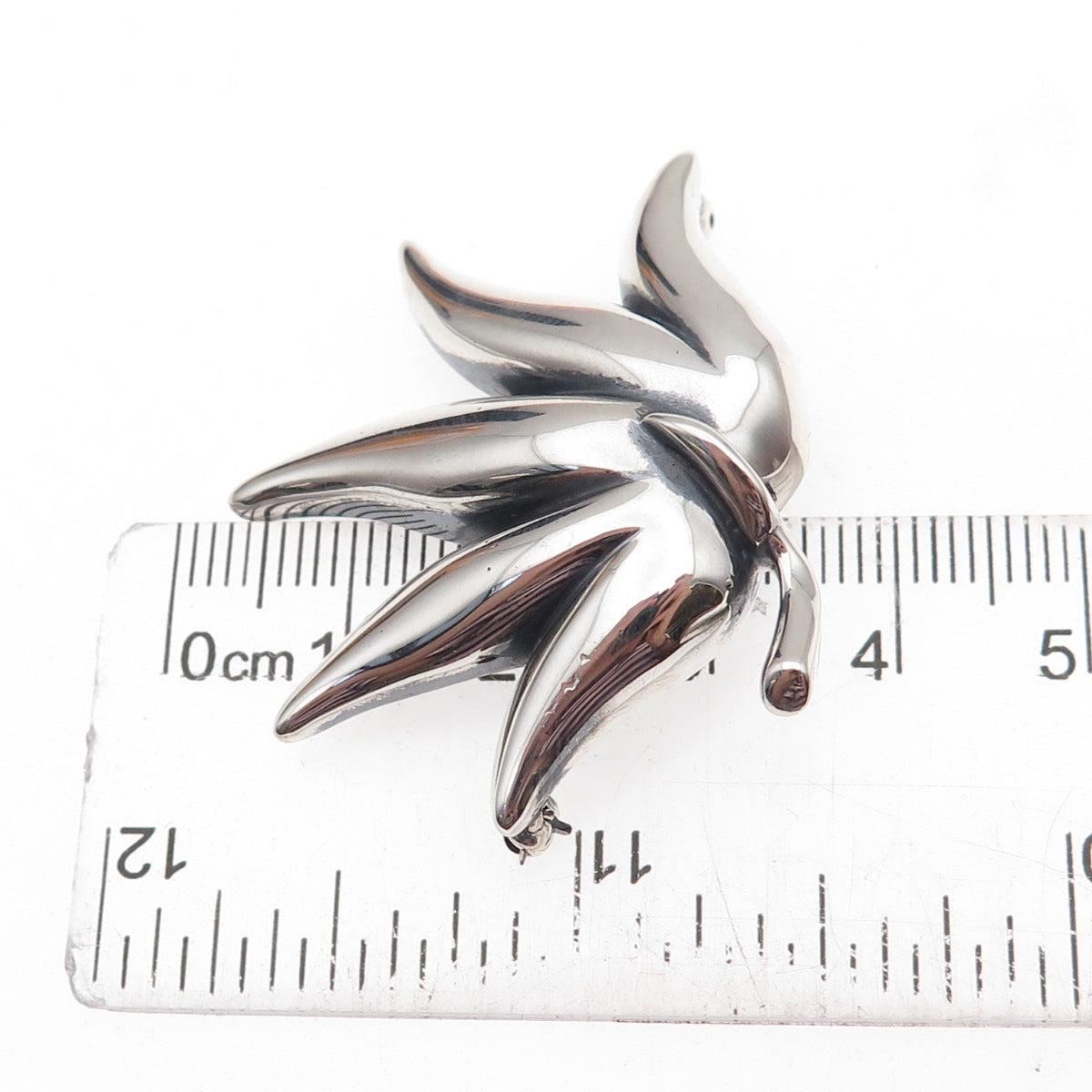 925 Sterling Silver Vintage 1985 Modernist Floral Pin Brooch