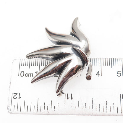 925 Sterling Silver Vintage 1985 Modernist Floral Pin Brooch