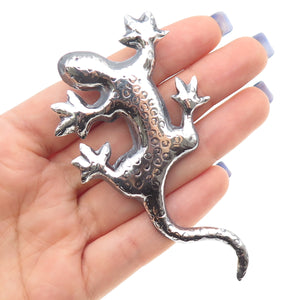 925 Sterling Silver Vintage Mexico Lizard Oxidized Pin Brooch