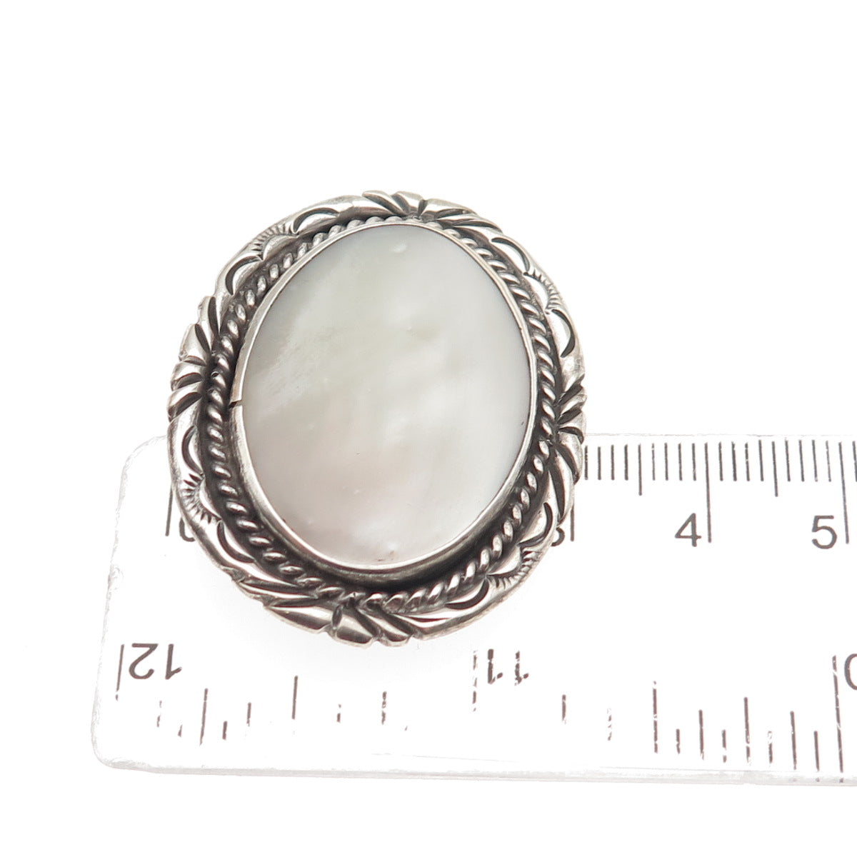 U-VANDEVER Old Pawn Sterling Silver Vintage Southwestern MOP Tribal Pin Brooch