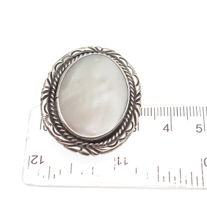 U-VANDEVER Old Pawn Sterling Silver Vintage Southwestern MOP Tribal Pin Brooch