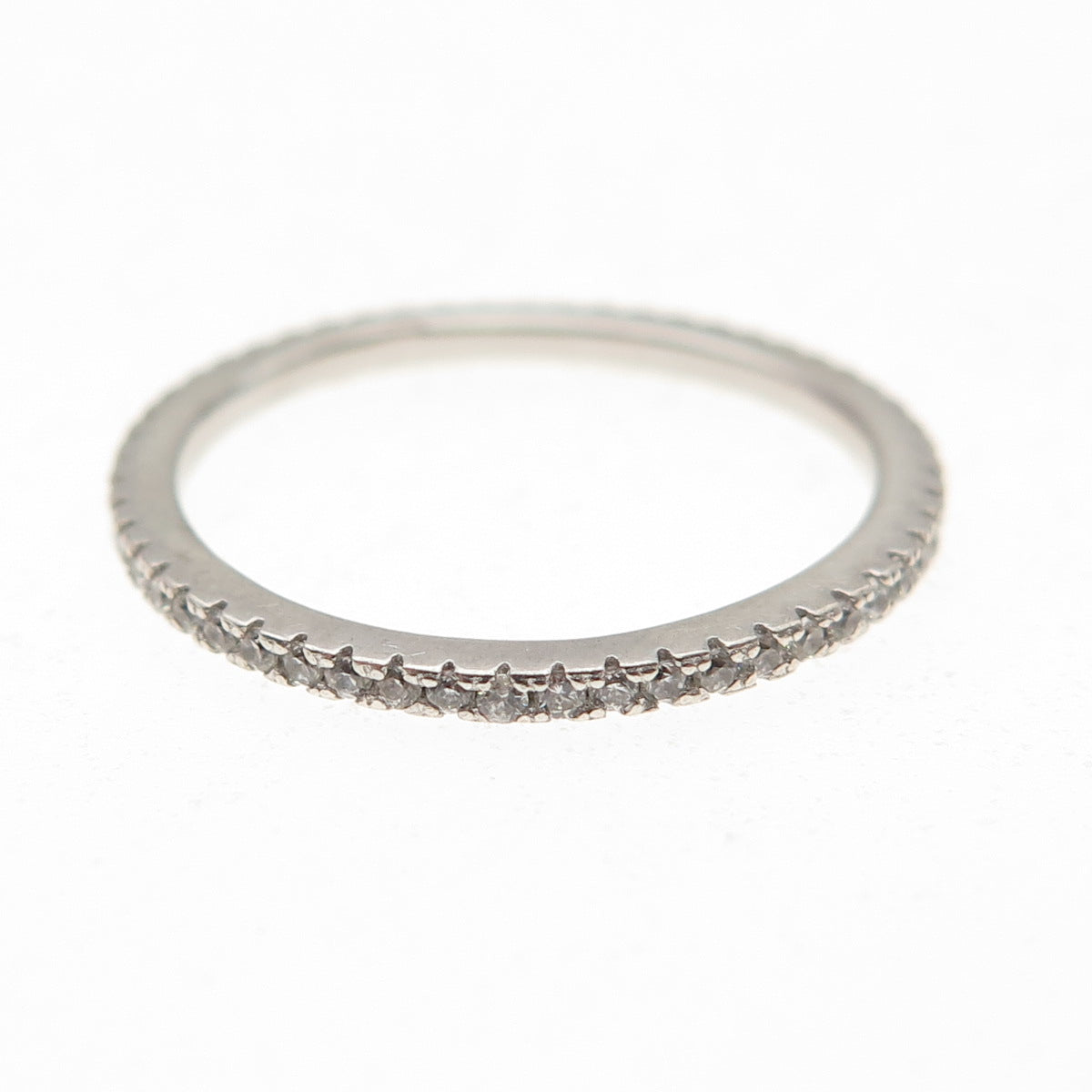 925 Sterling Silver Round-Cut C Z Eternity Stackable Band Ring Size 6.75