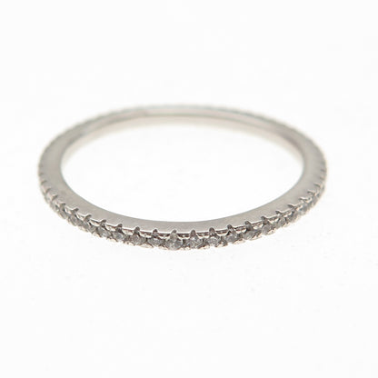925 Sterling Silver Round-Cut C Z Eternity Stackable Band Ring Size 6.75