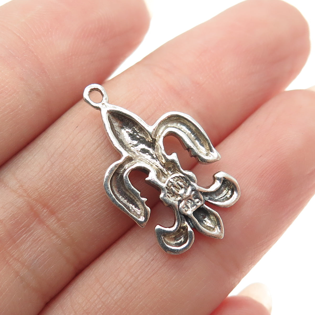 925 Sterling Silver Vintage Fleur de Lis Charm Pendant