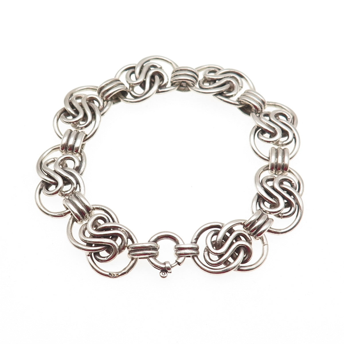 835 Silver Vintage Modernist Interlocked Infinity Link Bracelet 7.25"