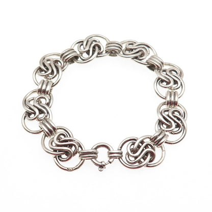 835 Silver Vintage Modernist Interlocked Infinity Link Bracelet 7.25"