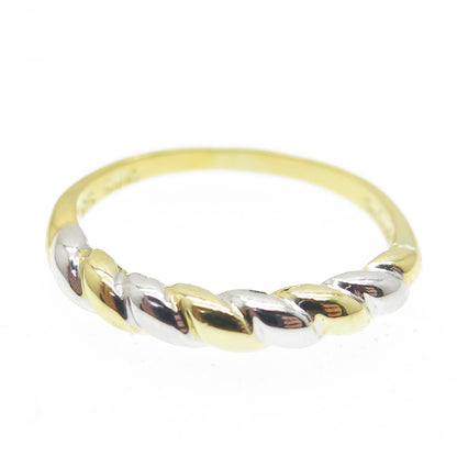 SMK 925 Sterling Silver 2-Tone Twisted Ring Size 7