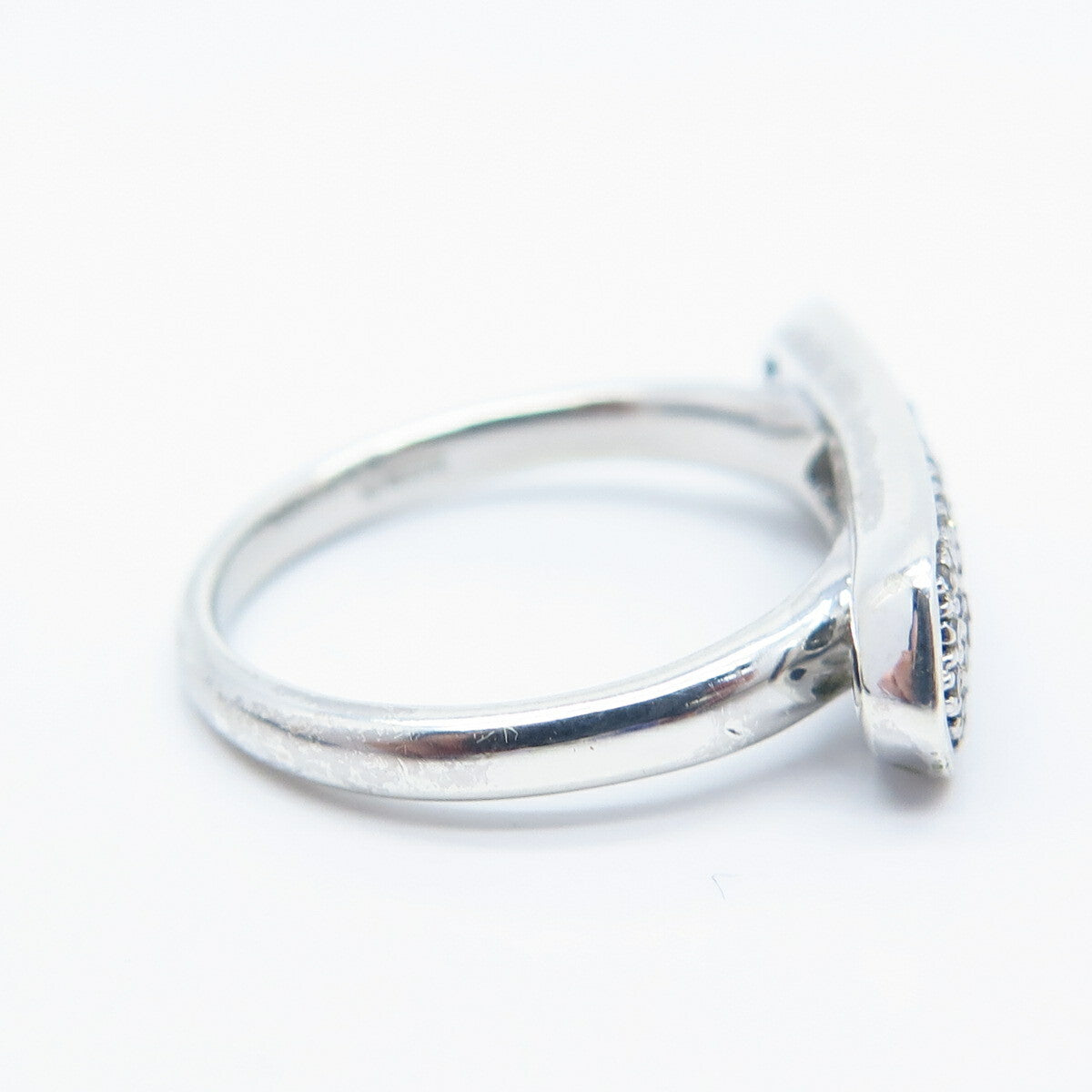 925 Sterling Silver Real White Diamond Bar Ring Size 6