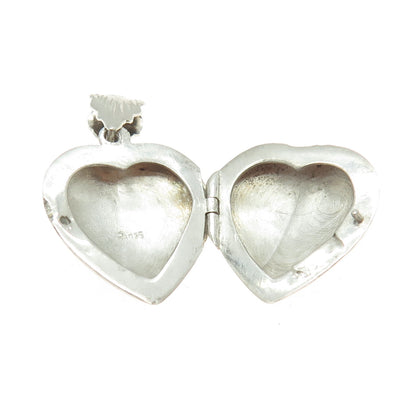 925 Sterling Silver Vintage Engraved Puffy Heart Locket Pendant