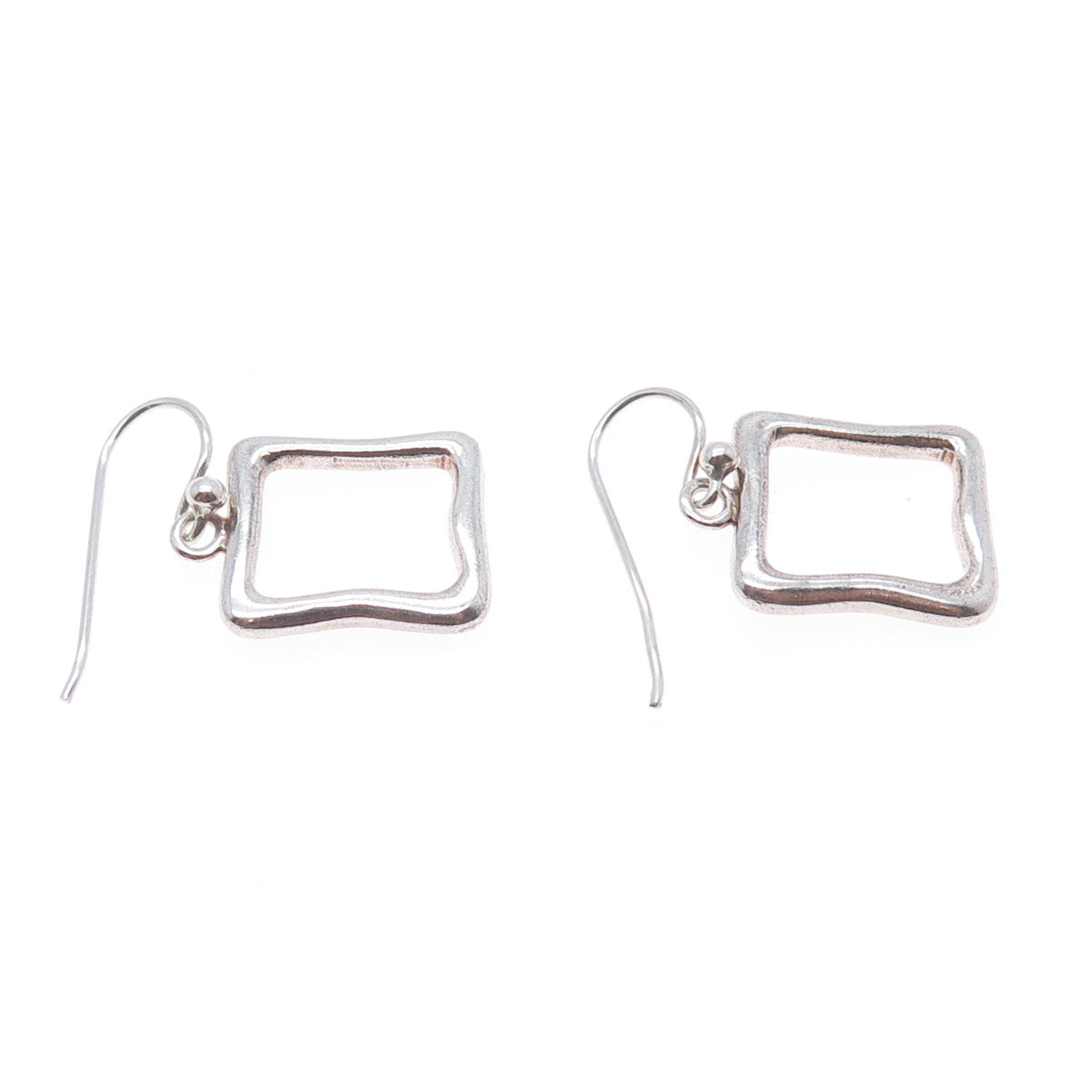BARSE 925 Sterling Silver Vintage Modernist Square Dangle Earrings